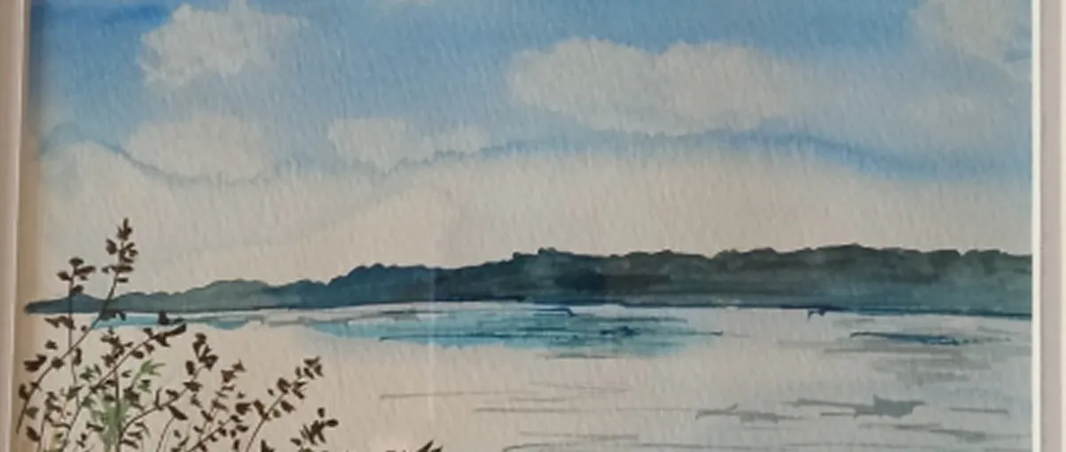 Picture of lake made with watercolors.