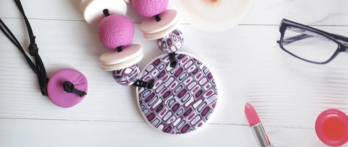 Round necklace with a lof of rectangles on it.