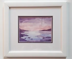 Picture of purple river made with watercolors.